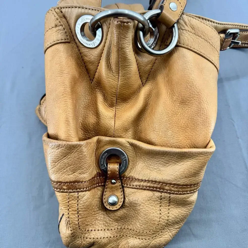B. Makowsky Mustard Yellow Butter Soft Genuine Leather Satchel Purse